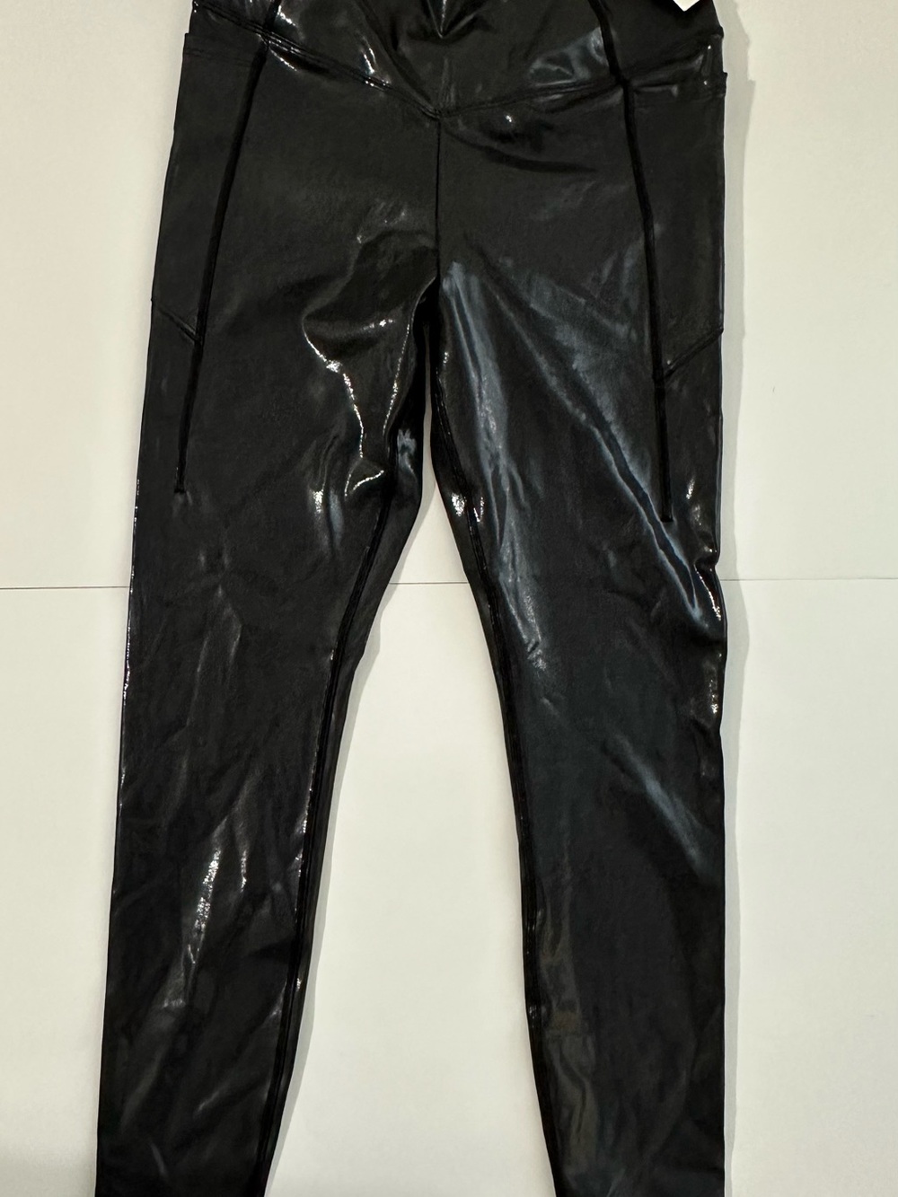 PINK Victoria's Secret Glossy Black Faux-Leather Leggings